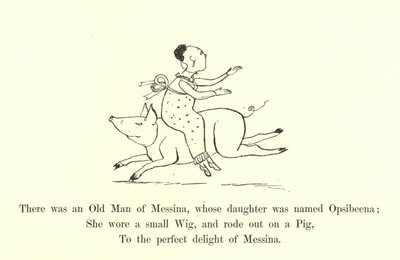 Był Stary Człowiek z Mesyny, którego córka nazywała się Opsibeena autorstwa Edward Lear