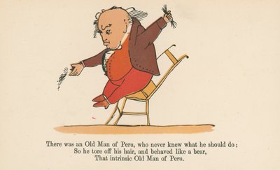 Był sobie stary człowiek z Peru, który nigdy nie wiedział, co powinien zrobić, z "A Book of Nonsense", wydanej przez Frederick Warne and Co., Londyn, ok. 1875 r. autorstwa Edward Lear