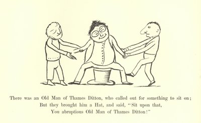 Był tam stary człowiek z Tamizy Ditton, który wołał o coś do siedzenia autorstwa Edward Lear