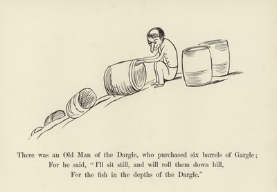 Był tam Stary Człowiek z Dargle, który kupił sześć beczek Gargle autorstwa Edward Lear