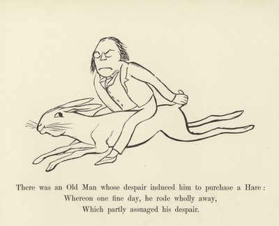 Był tam Stary Człowiek, którego rozpacz skłoniła go do zakupu Zająca autorstwa Edward Lear