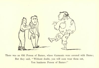 Była tam Stara Osoba z Barnes, której szaty były pokryte Darns autorstwa Edward Lear