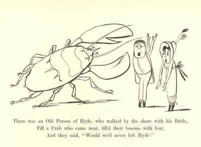 Był tam Stary Człowiek Hyde, który szedł brzegiem ze swoją Oblubienicą autorstwa Edward Lear