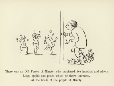 Był Stary Człowiek Minety, który kupił pięćset dziewięćdziesiąt dużych jabłek i gruszek autorstwa Edward Lear