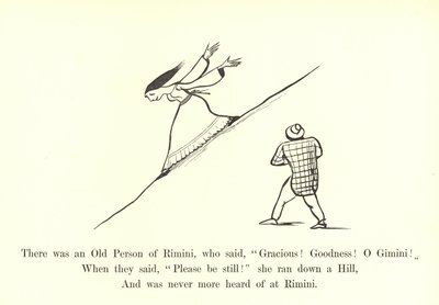 Była tam Stara Osoba z Rimini, która powiedziała: Łaskawy! Dobroć! Bliźniąt! autorstwa Edward Lear