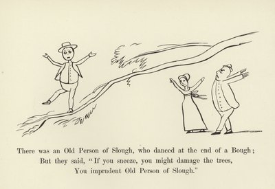 Był sobie stary człowiek ze Slough, który tańczył na końcu konaru autorstwa Edward Lear