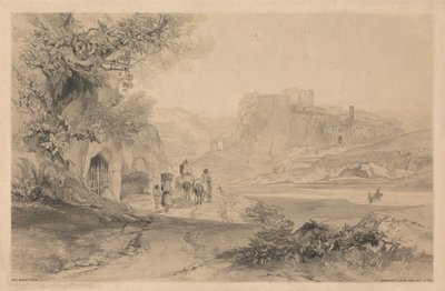 Valmontone, z cyklu „Widoki Rzymu i okolic”, 1841 r. autorstwa Edward Lear