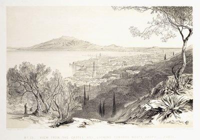 Widok z Góry Zamkowej, w kierunku Monte Skopo, Zante, 1863 autorstwa Edward Lear