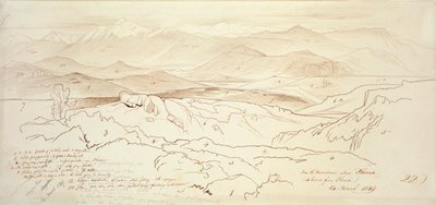 Widok z gór nad Fonią, 1849 autorstwa Edward Lear