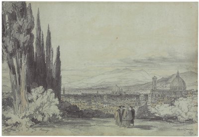 Widok Florencji z katedrą w oddali, 1839 autorstwa Edward Lear