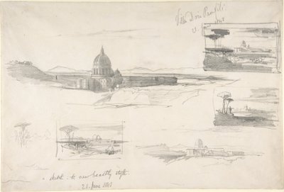 Widok na Bazylikę św. Piotra w Rzymie autorstwa Edward Lear
