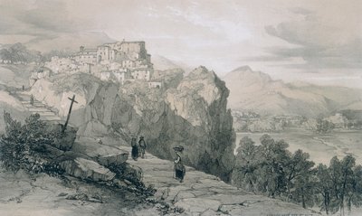 Widoki w Rzymie i okolicach: Rocca Giovane oraz w oddali Miasta Licencji i Civitella di Licencje autorstwa Edward Lear
