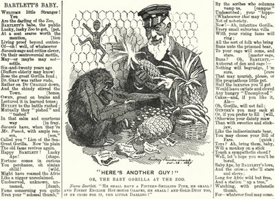 Karykatura z dziurkacza: Abraham Dee Bartlett, kierownik londyńskiego zoo i mały goryl (rycina) autorstwa Edward Linley (after) Sambourne