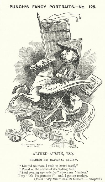 Punch cartoon: Alfred Austin, angielski poeta i redaktor National Review (grafika) autorstwa Edward Linley (after) Sambourne