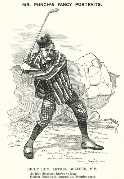 Karykatura: Arthur Balfour, brytyjski konserwatywny polityk i premier (rycina) autorstwa Edward Linley (after) Sambourne