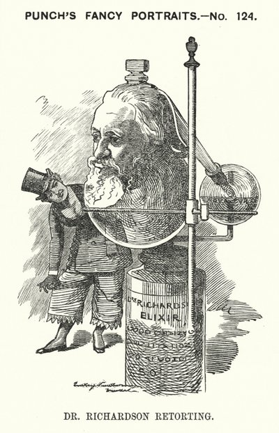 Kreskówka dziurkacza: Benjamin Ward Richardson, angielski lekarz (grafika) autorstwa Edward Linley (after) Sambourne