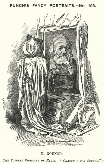 Punch cartoon: Charles Gounod, francuski kompozytor (grafika) autorstwa Edward Linley (after) Sambourne