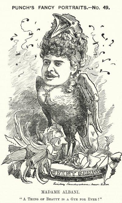 Punch cartoon: Emma Albani, kanadyjska śpiewaczka operowa (grafika) autorstwa Edward Linley (after) Sambourne