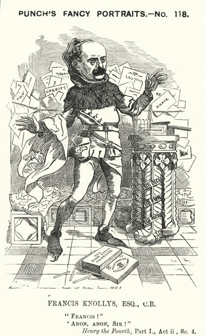 Karykatura ciosowa: Francis Knollys, prywatny sekretarz księcia Walii (rycina) autorstwa Edward Linley (after) Sambourne