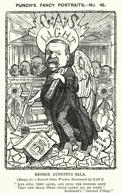 Punch cartoon: George Augustus Sala, angielski pisarz i dziennikarz (grafika) autorstwa Edward Linley (after) Sambourne