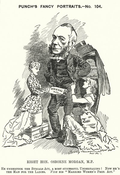 Punch cartoon: George Osborne Morgan, walijski prawnik i polityk liberalny (grafika) autorstwa Edward Linley (after) Sambourne