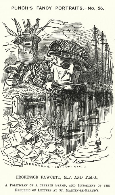Karykatura dziurkacza: Henry Fawcett, angielski polityk i ekonomista (grafika) autorstwa Edward Linley (after) Sambourne
