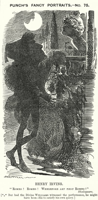 Punch cartoon: Henry Irving, angielski aktor (grafika) autorstwa Edward Linley (after) Sambourne