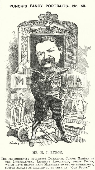 Kreskówka dziurkacza: Henry James Byron, angielski dramaturg (grafika) autorstwa Edward Linley (after) Sambourne
