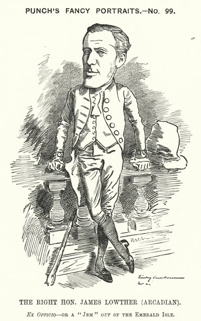 Karykatura: James Lowther, angielski konserwatywny polityk i sportowiec (grafika) autorstwa Edward Linley (after) Sambourne