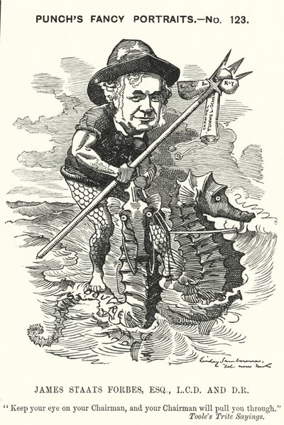 Karykatura dziurkacza: James Staats Forbes, szkocki inżynier i administrator kolei (grafika) autorstwa Edward Linley (after) Sambourne