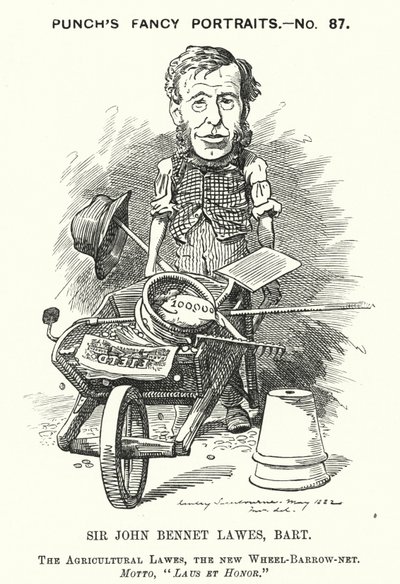 Karykatura dziurkacza: John Bennet Lawes, angielski przedsiębiorca i naukowiec rolny (grafika) autorstwa Edward Linley (after) Sambourne