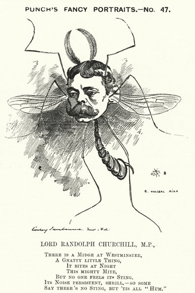 Karykatura: Lord Randolph Churchill, angielski konserwatywny polityk (grafika) autorstwa Edward Linley (after) Sambourne