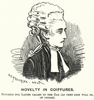 Punch cartoon: Nowość w fryzurach (grawerowanie) autorstwa Edward Linley (after) Sambourne