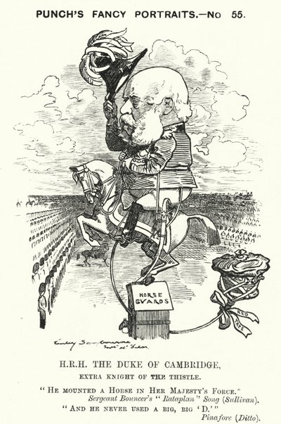 Punch cartoon: Prince George, książę Cambridge, brytyjski żołnierz (rycina) autorstwa Edward Linley (after) Sambourne