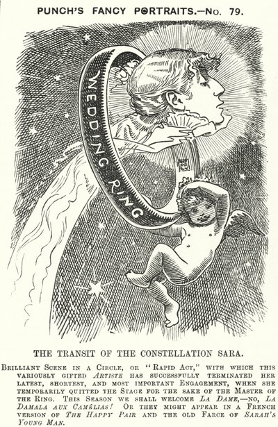 Punch cartoon: Sarah Bernhardt, francuska aktorka (grawerowanie) autorstwa Edward Linley (after) Sambourne