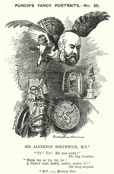 Karykatura: Sir Algernon Borthwick autorstwa Edward Linley (after) Sambourne