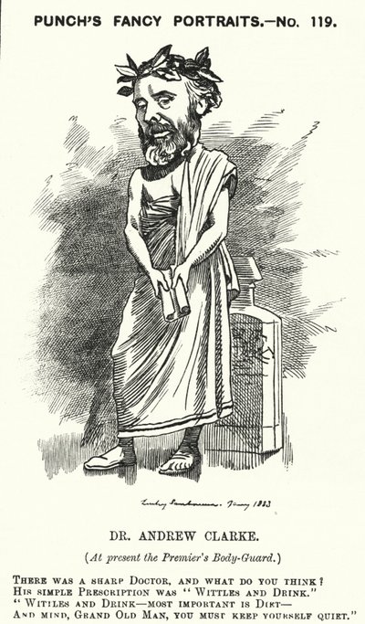 Kreskówka dziurkacza: Sir Andrew Clarke, brytyjski lekarz, lekarz Williama Ewarta Gladstone