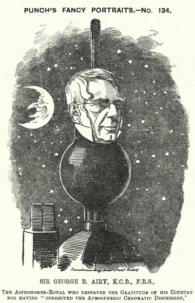 Kreskówka dziurkacza: Sir George Biddell Airy, angielski Astronomer Royal (rycina) autorstwa Edward Linley (after) Sambourne