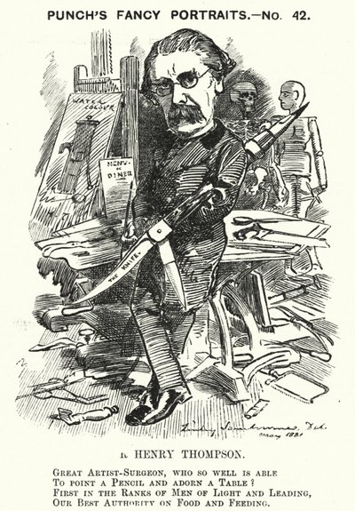 Kreskówka dziurkacza: Sir Henry Thompson, angielski chirurg (grawerowanie) autorstwa Edward Linley (after) Sambourne