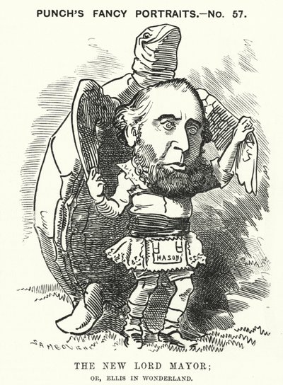 Kreskówka dziurkacza: Sir John Ellis, burmistrz Londynu w 1881 r. (rycina) autorstwa Edward Linley (after) Sambourne