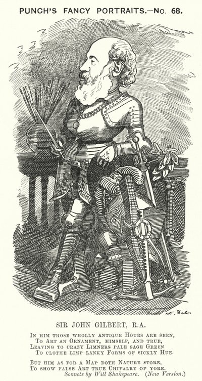 Punch cartoon: Sir John Gilbert, angielski artysta (grafika) autorstwa Edward Linley (after) Sambourne