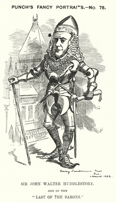Karykatura dziurkacza: Sir John Walter Huddleston, angielski prawnik i sędzia (grafika) autorstwa Edward Linley (after) Sambourne