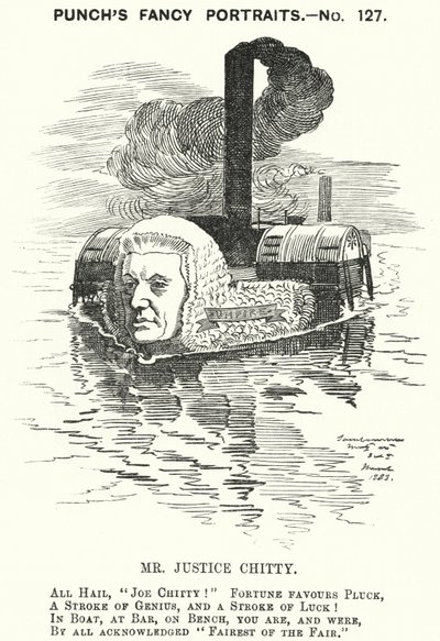 Punch cartoon: Sir Joseph William Chitty, angielski sędzia, liberalny polityk i sportowiec (grafika) autorstwa Edward Linley (after) Sambourne