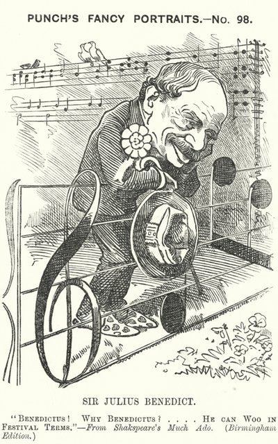 Punch cartoon: Sir Julius Benedict, urodzony w Niemczech kompozytor i dyrygent (grafika) autorstwa Edward Linley (after) Sambourne