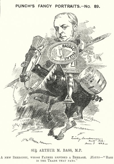 Kreskówka poncz: Sir Michael Arthur Bass autorstwa Edward Linley (after) Sambourne