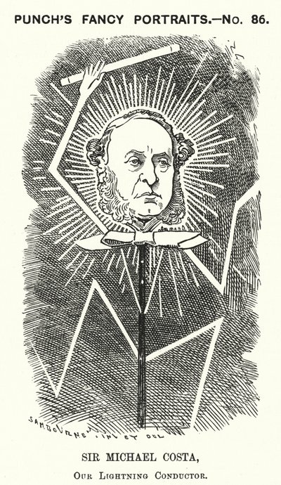 Punch cartoon: Sir Michael Costa, angielski dyrygent urodzony we Włoszech (grafika) autorstwa Edward Linley (after) Sambourne