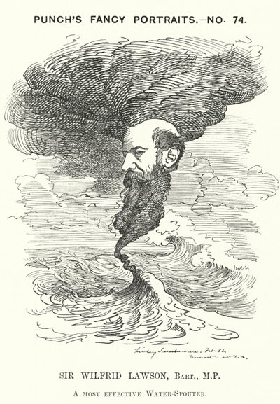 Punch cartoon: Sir Wilfrid Lawson, angielski radykalny polityk liberalny i działacz wstrzemięźliwości (ryciny) autorstwa Edward Linley (after) Sambourne