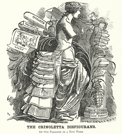 Punch cartoon: The Crinoletta Disfigurans (grawerowanie) autorstwa Edward Linley (after) Sambourne