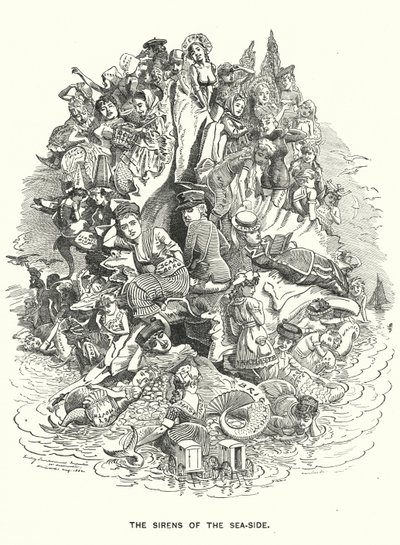 Punch cartoon: The Sirens of the Sea-Side - brytyjskie nadmorskie kurorty wypoczynkowe (rycina) autorstwa Edward Linley (after) Sambourne