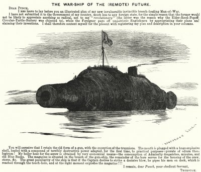Punch cartoon: The Warship of the (Remote) Future (grawerowanie) autorstwa Edward Linley (after) Sambourne